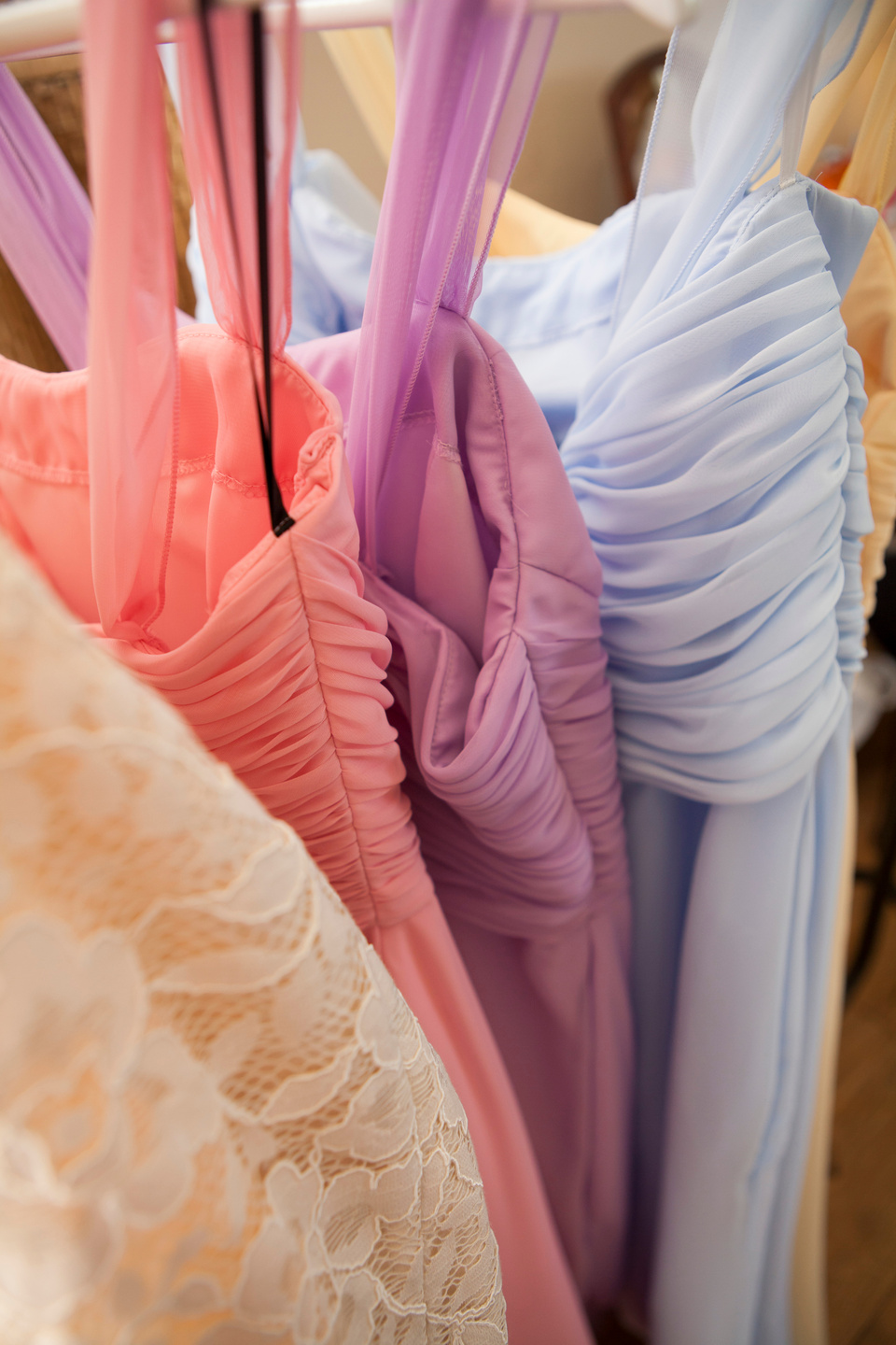 Bridesmaid dresses hanging